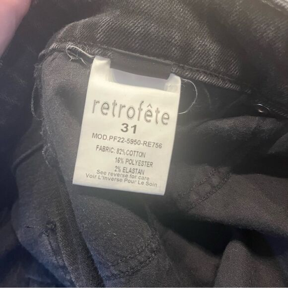Retrofete Button Fly Distressed Raw Hem Black Denim Jeans Size 31, NWT - Picture 10 of 12